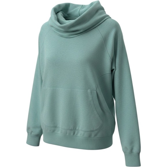 L.L.Bean Tops - LL Bean Women XL Seafoam Green Cowl Neck Pullover Sweatshirt Thumbholes 290312
